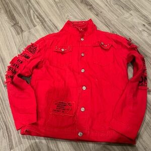 Vibrant Red Men's Casual Jacket